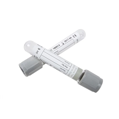 Casgliad Gwaed Vacutainer Glwcos Cap Llwyd Tafladwy
